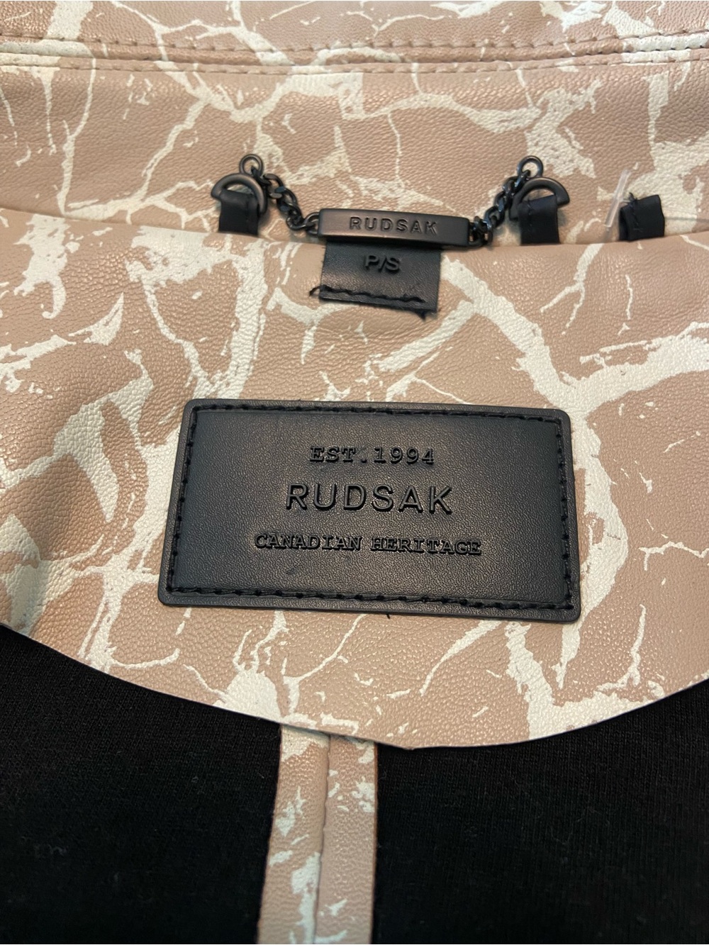 RUDSAK Beige-Pink Cream Cracked Lambs Leather Moto Jacket - Picture 12 of 15
